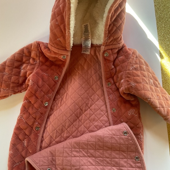 Baby Nordstrom Fur Lined Hooded Bunting Snowsuit Newborn NB Pink Desert Dottie - Picture 11 of 11